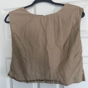 Abercrombie & Fitch Women’s Top in Taupe - Neutral Sleeveless Top - Cropped